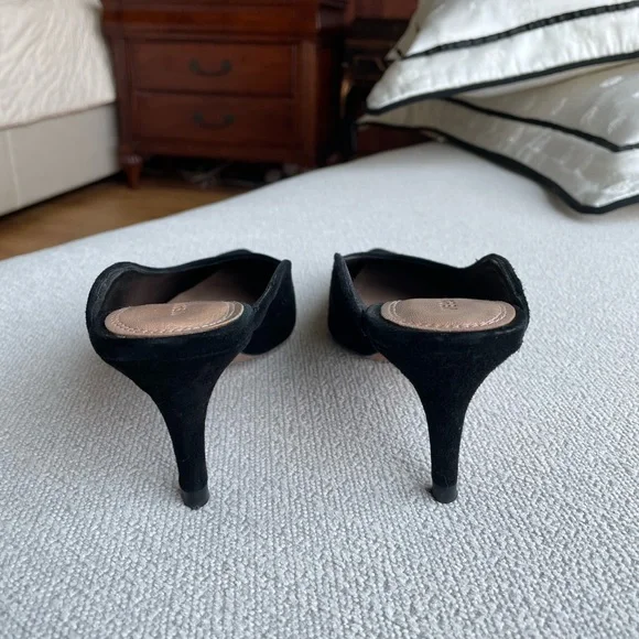 VERONICA BEARD Suede Pointed Toe Mule In Black Size 5M - Picture 3 of 4